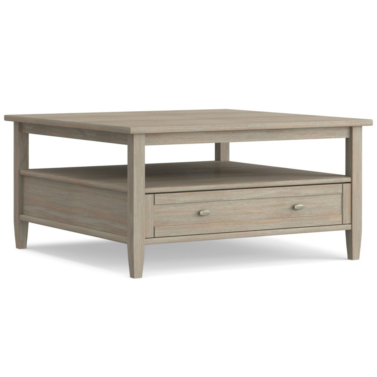 Simpli Home Warm Shaker Solid Wood 36"Square Transitional Coffee Table Entryway